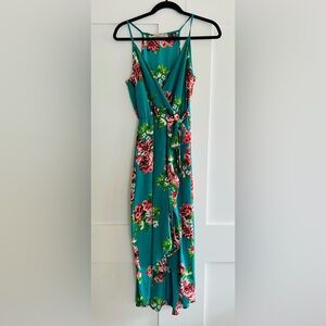 Vibrant Floral Maxi Dress in Teal